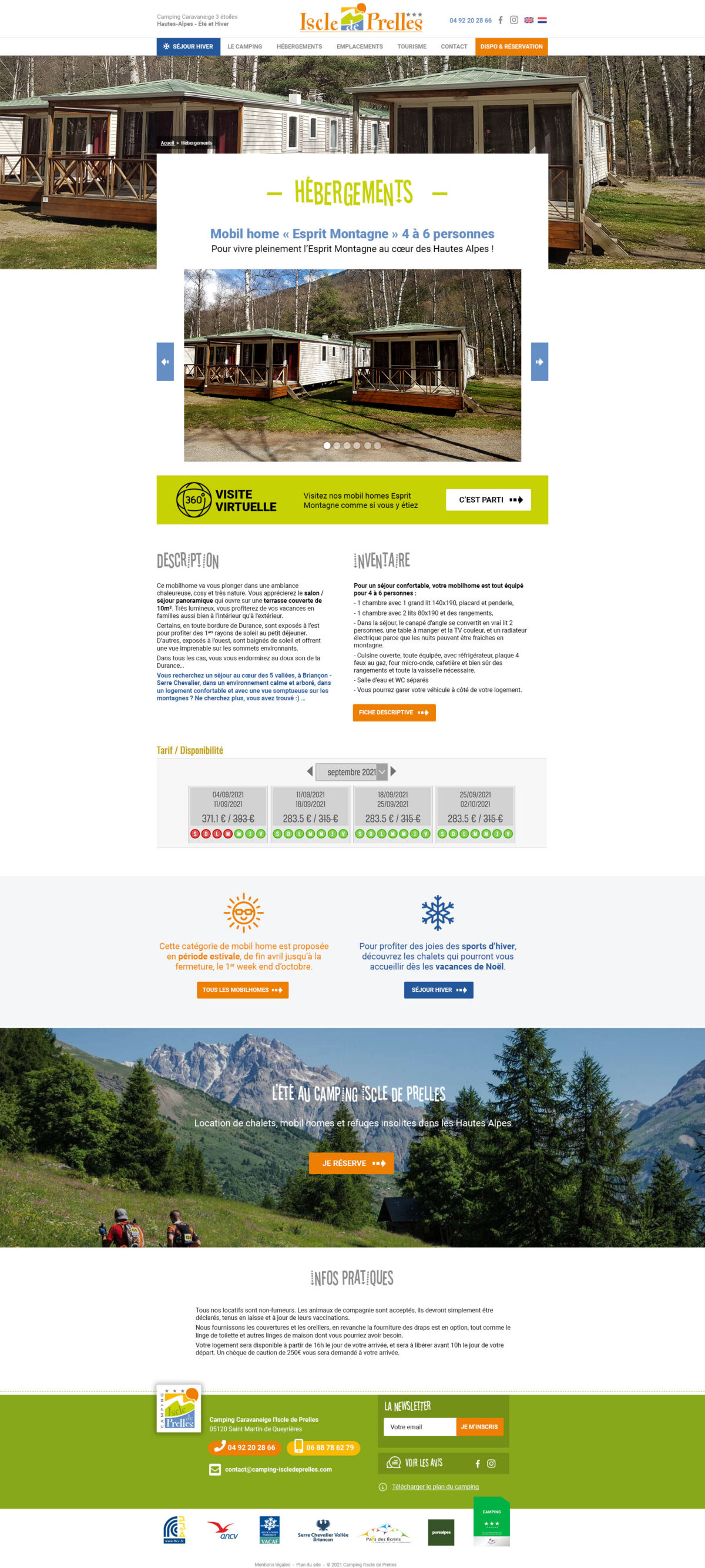 Iscle de Prelles : page des hébergements