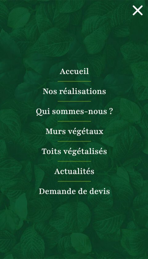 Végétales Visions : menu mobile