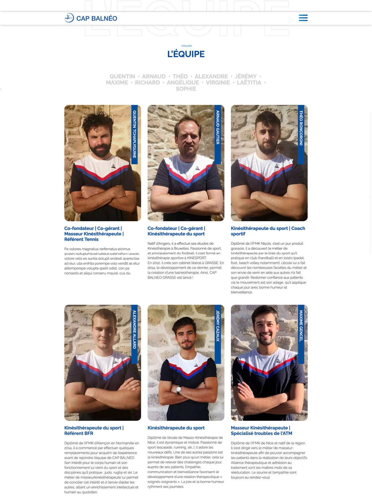 Cap Balneo : page équipe