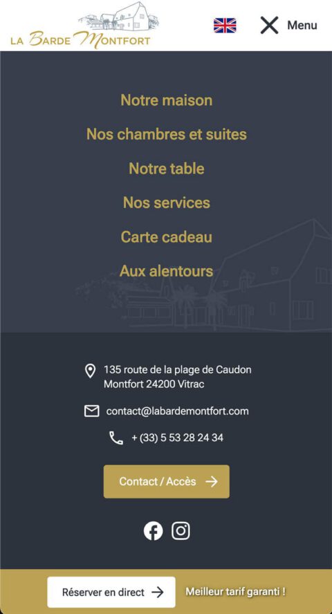 La Barde Montfort : menu mobile