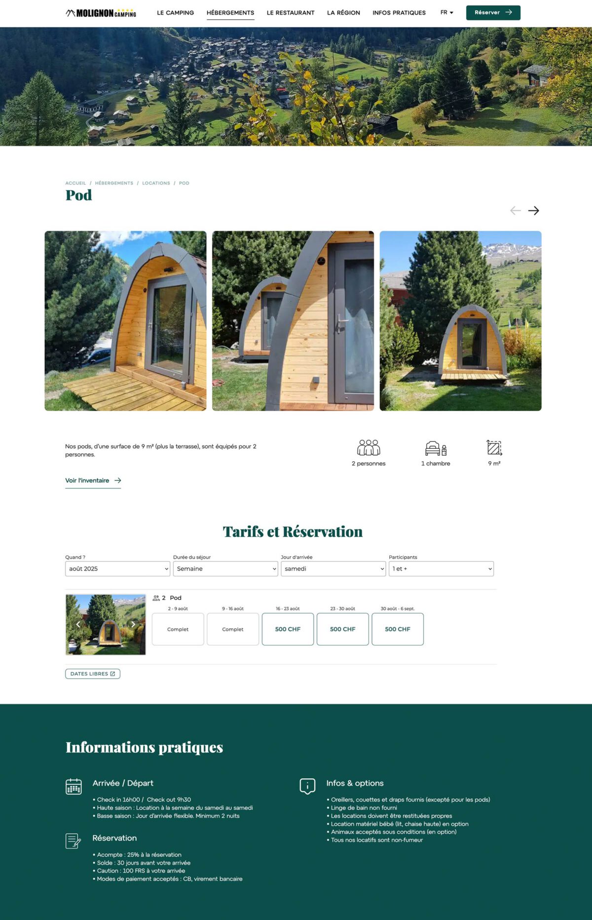 Camping Molignon : fiche location