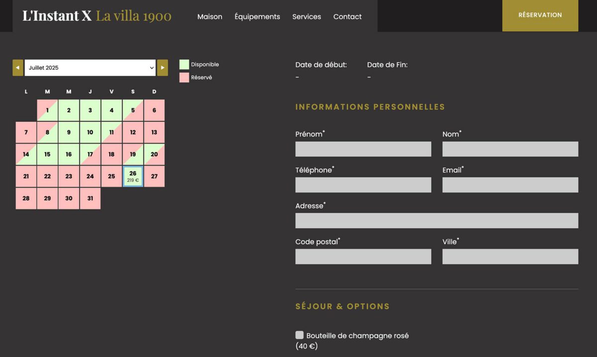 L'Instant X - Réservation en ligne